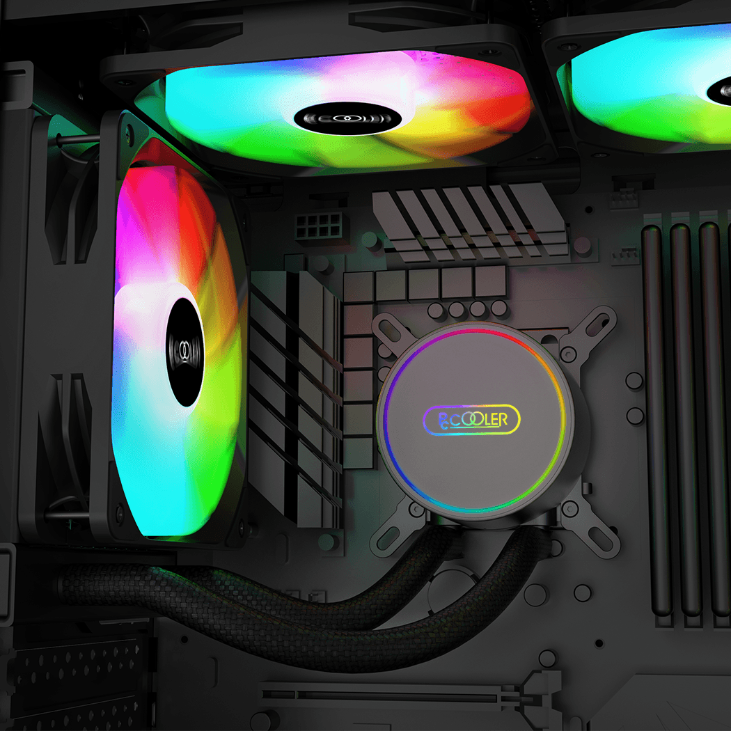 COOLER PCCOOLER, skt. universal, racire cu lichid, vent. 1x120mm, 800-1800RPM, LED RGB, "GI-CL120 PRO" — miniatură