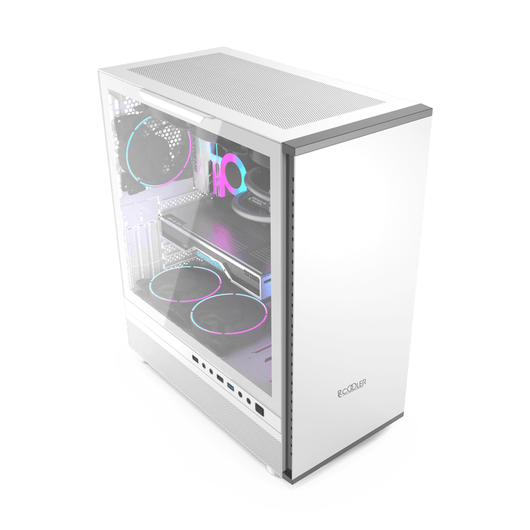 CARCASA PCCOOLER, Tower, ATX, fara sursa, sticla securizata, 1 ventilator inclus , alb, USB 3.2 gen 1 x 1, USB 2.0 x 2, mic, audio, "IE200W" — miniatură