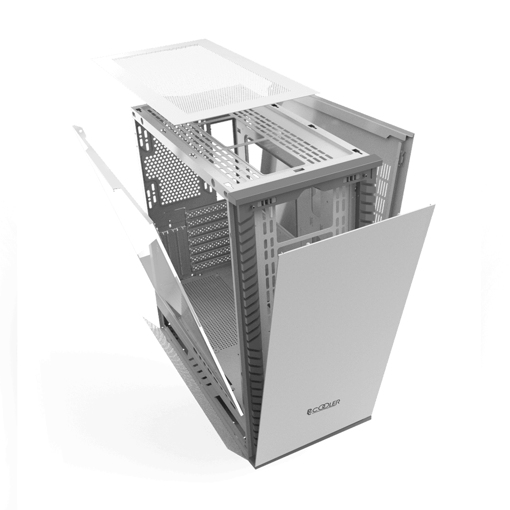 CARCASA PCCOOLER, Tower, ATX, fara sursa, sticla securizata, 1 ventilator inclus , alb, USB 3.2 gen 1 x 1, USB 2.0 x 2, mic, audio, "IE200W" — miniatură