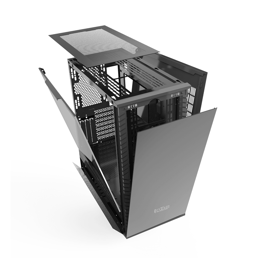 CARCASA PCCOOLER, Tower, ATX, fara sursa, sticla securizata, 1 ventilator inclus , negru, USB 3.2 gen 1 x 1, USB 2.0 x 2, mic, audio,"IE200"" — miniatură