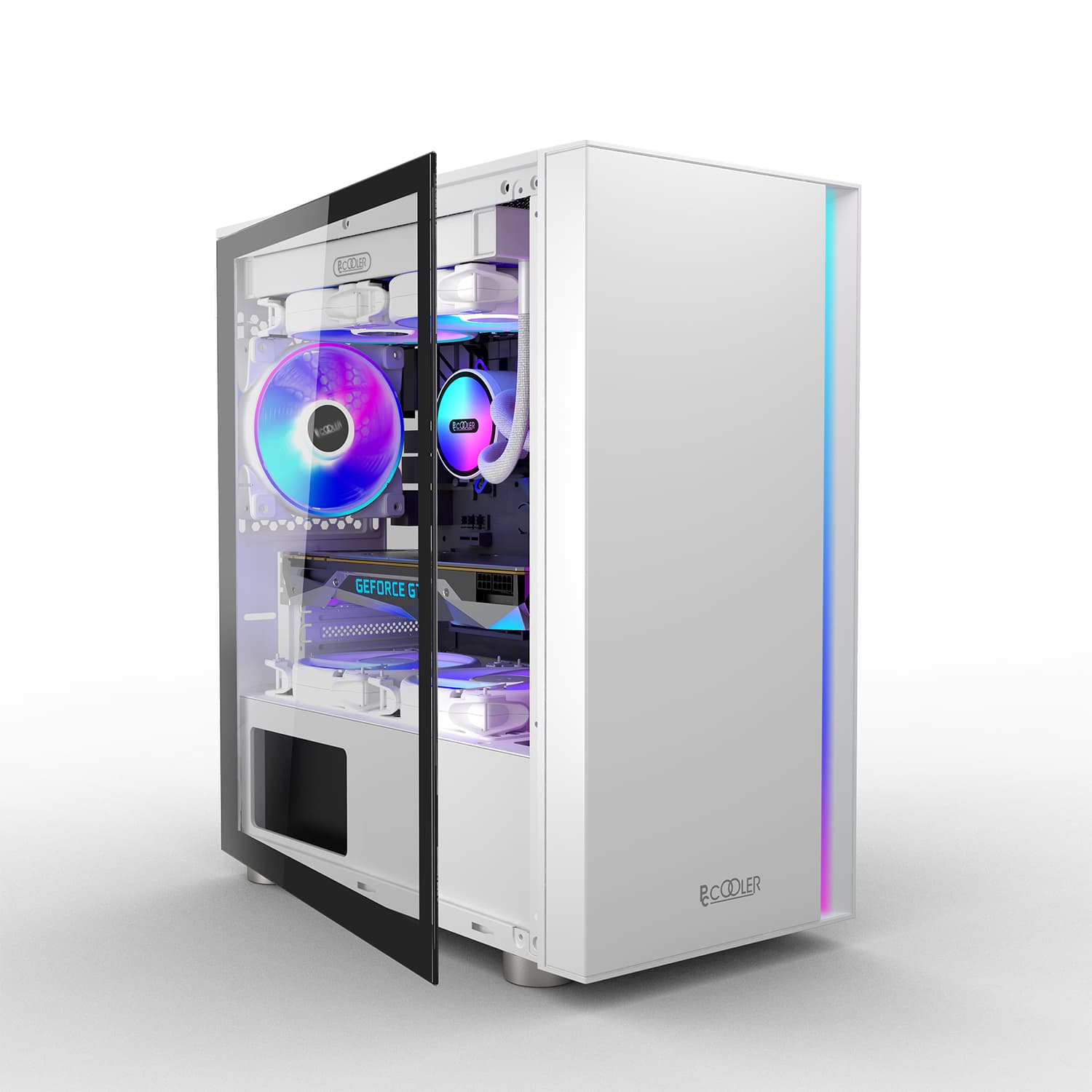 CARCASA PCCOOLER, Middle Tower, mATX, ITX, fara sursa, sticla securizata, 1 ventilator inclus ARGB, alb, USB 3.2 gen 1 x 1, USB 2.0 x 2, mic, audio, "LM300W ARGB" — miniatură