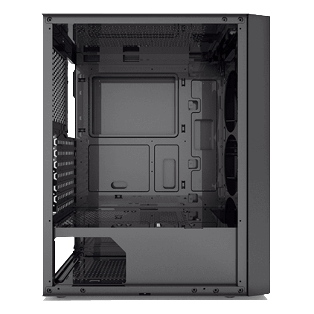 CARCASA PCCOOLER, Middle Tower, ATX, fara sursa, sticla securizata, 3 ventilatoare incluse, iluminare ARGB, negru, USB 3.2 gen 1 x 1, USB 2.0 x 2, mic, audio, "MA100 MESH" — miniatură