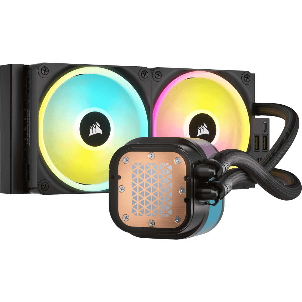 Cooler Corsair "iCUE LINK H100i&nbsp;", skt universal, racire cu lichid, ventilator 120 mm x 2, 2400 rpm, iluminat RGB, "CW-9061007-WW" — miniatură