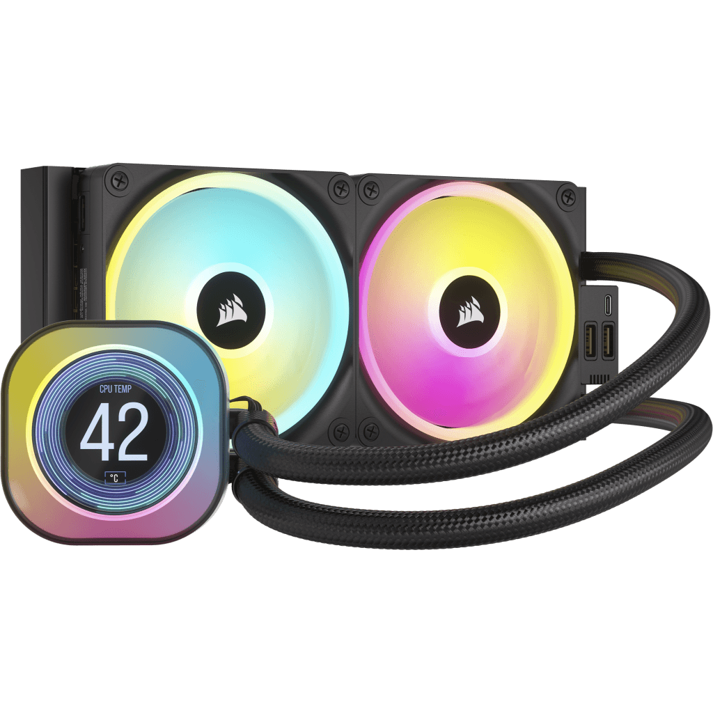 Cooler Corsair "iCUE LINK H100i&nbsp;", skt universal, racire cu lichid, ventilator 120 mm x 2, 2400 rpm, iluminat RGB, "CW-9061007-WW"