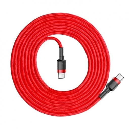 CABLU alimentare si date Baseus Cafule, Fast Charging Data Cable pt. smartphone, USB Type-C la USB Type-C 3A / 60W, braided, 2m, rosu "CATKLF-H09" - 6953156285224 — miniatură