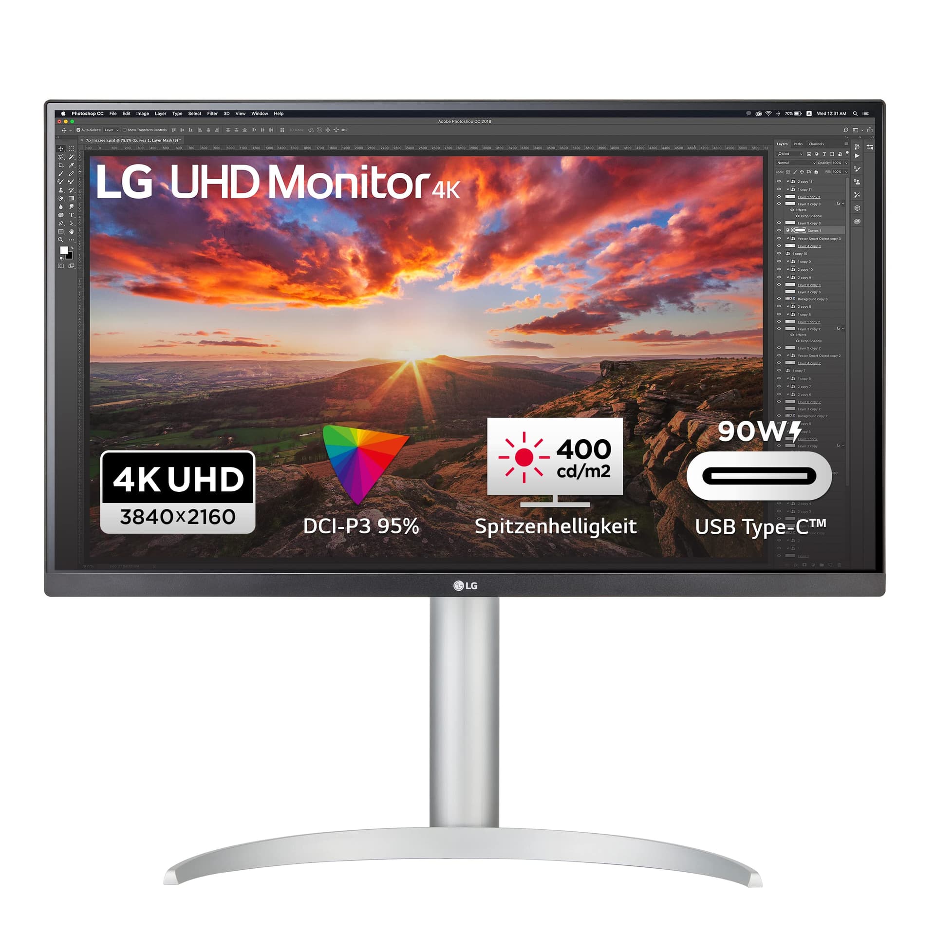 MONITOARE LG 27",IPS, 3840x2160,16:9, 60Hz,5 ms, 400cd/m2, 1000:1,178o(R/L), 178o(U/D), 10W, 2xHDMI, 1x DP,1xUSB-C 96W, 2xUSB 3.0,Jack 3.5mm,AMD FreeSyncTM "27UP85NP-W.AEU" ( 7