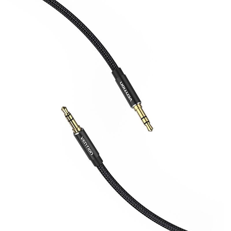 Cablu audio Vention, Jack 3.5mm (T) la Jack 3.5mm (T), 0.5m, conectori auriti, braided BBC si TPE, negru, "BAWBD" - 6922794765894 — miniatură