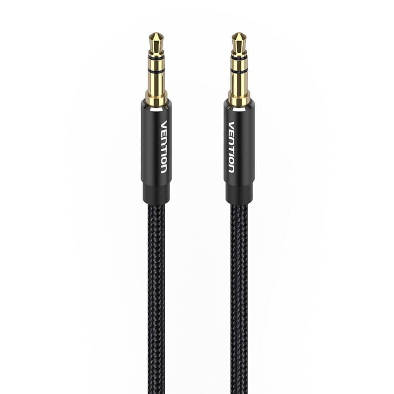 Cablu audio Vention, Jack 3.5mm (T) la Jack 3.5mm (T), 1m, conectori auriti, braided BBC si TPE, negru, "BAWBF" - 6922794765900 — miniatură