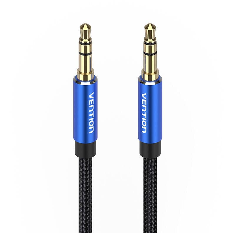 Cablu audio Vention, Jack 3.5mm (T) la Jack 3.5mm (T), 1m, conectori auriti, braided BBC, albastru, "BAWLF" - 6922794765962 — miniatură