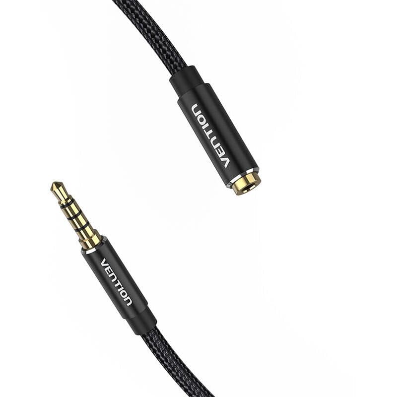Cablu audio Vention, Jack 3.5mm (T) la Jack 3.5mm (M), 0.5m, conectori auriti, braided BBC, negru, "BHCBD" - 6922794765658 — miniatură