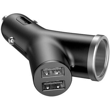 INCARCATOR auto Baseus Y type, Quick Charge 40W, 2 x USB Output 4.5V/5A + 1 x bricheta auto, pt. bricheta auto, negru "CCALL-YX01" - 6953156280250 — miniatură