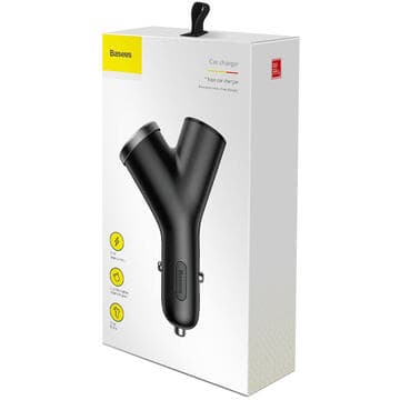 INCARCATOR auto Baseus Y type, Quick Charge 40W, 2 x USB Output 4.5V/5A + 1 x bricheta auto, pt. bricheta auto, negru "CCALL-YX01" - 6953156280250 — miniatură