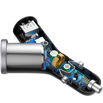 INCARCATOR auto Baseus Y type, Quick Charge 40W, 2 x USB Output 4.5V/5A + 1 x bricheta auto, pt. bricheta auto, negru "CCALL-YX01" - 6953156280250 — miniatură