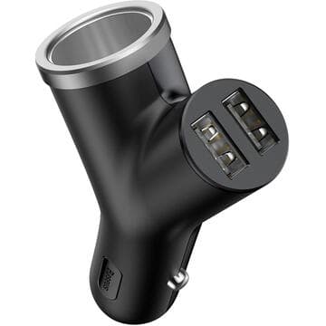 INCARCATOR auto Baseus Y type, Quick Charge 40W, 2 x USB Output 4.5V/5A + 1 x bricheta auto, pt. bricheta auto, negru "CCALL-YX01" - 6953156280250
