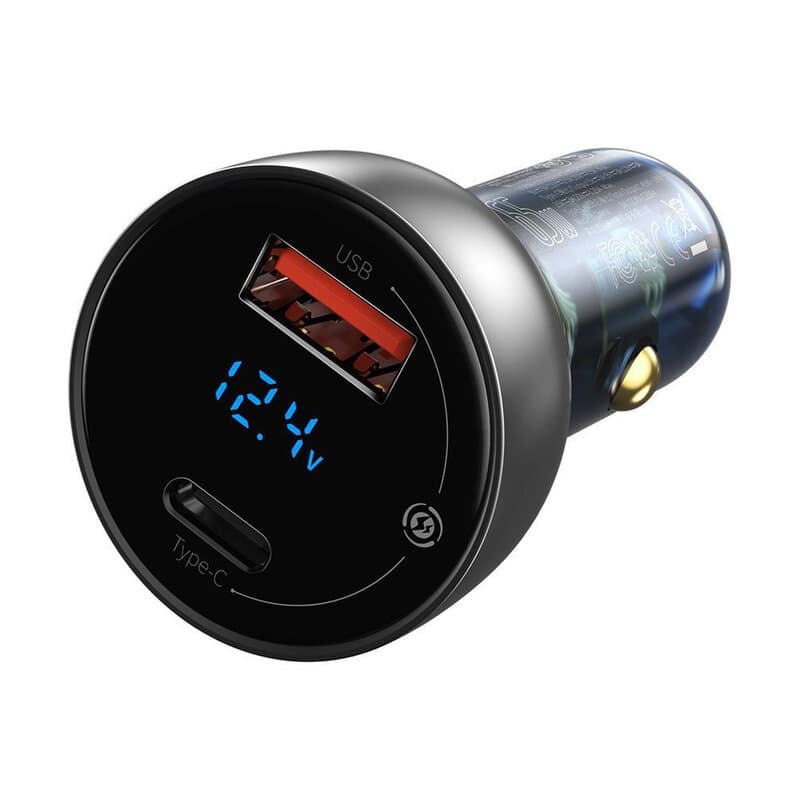 INCARCATOR auto Baseus Particular Digital Display QC+PPS, 1xUSB Output 4.5V/5A,1xUSB Type-C Output 5V/3A,output 65W,pt bricheta auto,afisaj dig,argintiu"CCKX-C0A"-6953156223172 — miniatură