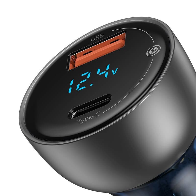 INCARCATOR auto Baseus Particular Digital Display QC+PPS, 1xUSB Output 4.5V/5A,1xUSB Type-C Output 5V/3A,output 65W,pt bricheta auto,afisaj dig,argintiu"CCKX-C0A"-6953156223172 — miniatură