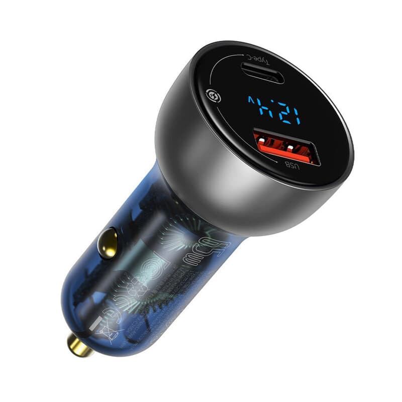 INCARCATOR auto Baseus Particular Digital Display QC+PPS, 1xUSB Output 4.5V/5A,1xUSB Type-C Output 5V/3A,output 65W,pt bricheta auto,afisaj dig,argintiu"CCKX-C0A"-6953156223172 — miniatură