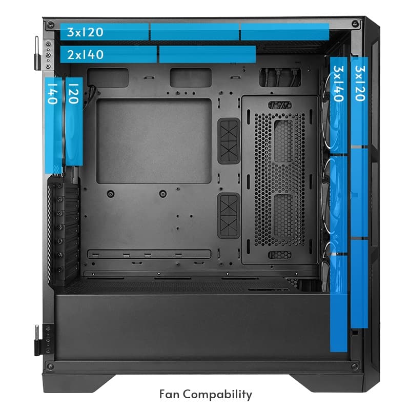 CARCASA Chieftec "APEX AIR", Tower, ATX, fara sursa, 3xfan, USB 3.2 gen 2 Type-Cx2, USB 3.2 gen 1x2, USB 2.0x1, audio,mic,PSU shroud,7 sloturi expansiune, ARGB,negru, "GA-01B-M-OP" — miniatură