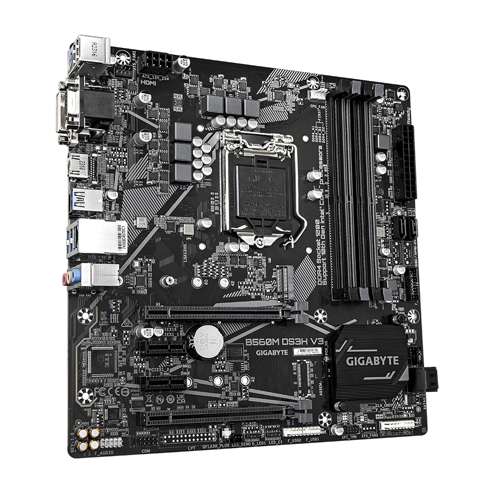 PLACI de BAZA Gigabyte Placa de baza GIGABYTE B560M DS3H V3, LGA1200, DDR4, mATX "B560M DS3H V3" — miniatură