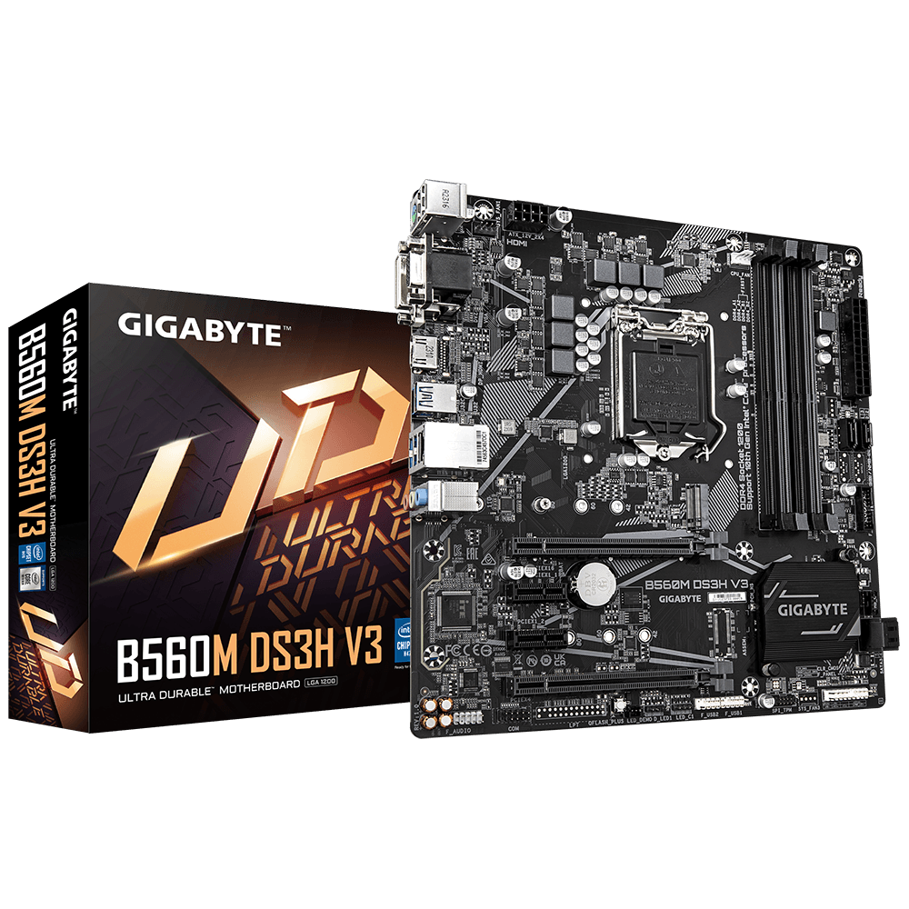PLACI de BAZA Gigabyte Placa de baza GIGABYTE B560M DS3H V3, LGA1200, DDR4, mATX "B560M DS3H V3" — miniatură