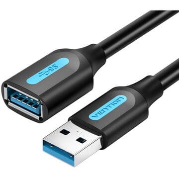Cablu USB prelungitor Vention, USB 3.2 gen 1 (T) la USB 3.2 gen 1 (M), 1.5m rata transfer 5 Gbps, invelis PVC, negru, "CBHBG" - 6922794748873