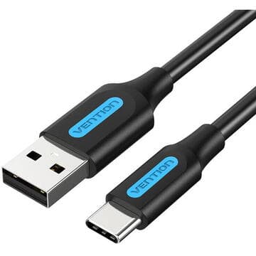 Cablu alimentare si date Vention, USB 2.0 (T) la USB Type-C (T), 0.25m rata transfer 480 Mbps, invelis PVC, negru, "COKBC" - 6922794748620