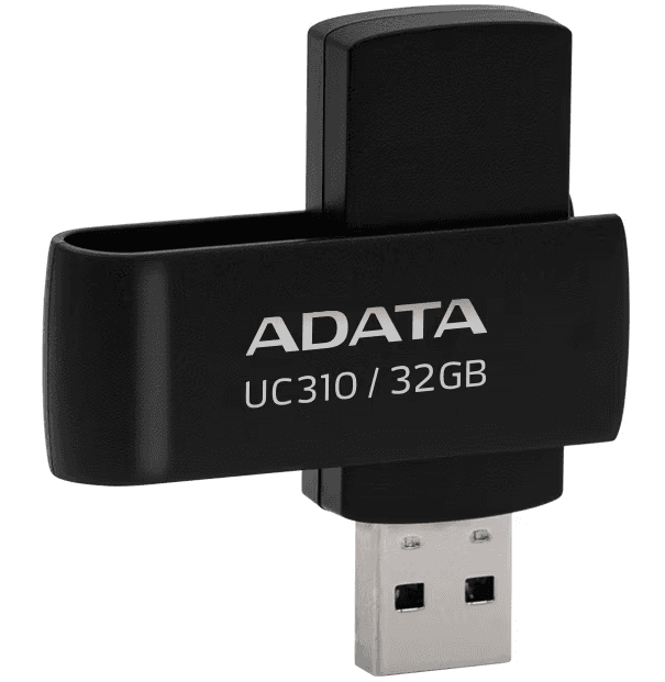 MEMORIE USB 3.2 ADATA 32 GB, protectie slide laterala, carcasa plastic, negru, "UC310-32G-RBK"