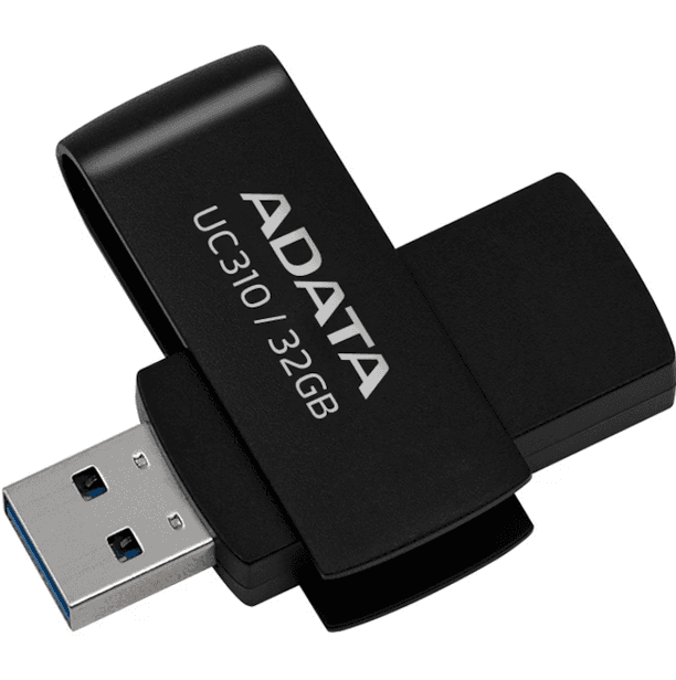 MEMORIE USB 3.2 ADATA 32 GB, protectie slide laterala, carcasa plastic, negru, "UC310-32G-RBK" — miniatură