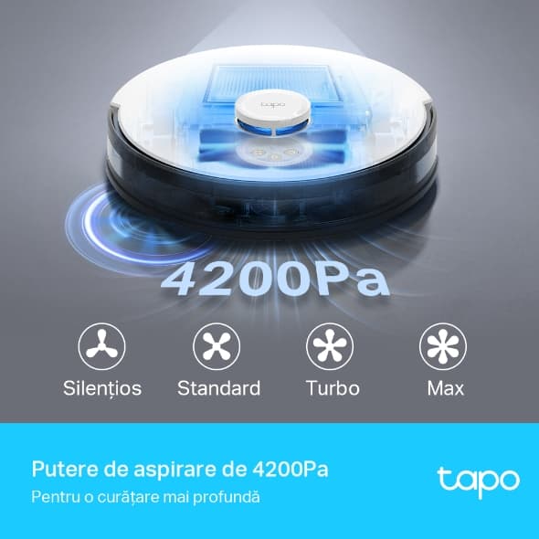 ASPIRATOR TP-Link, mop si navigare LiDAR, putere 4200Pa, autonomie 5 ore, control vocal si aplicatie, alb "Tapo RV30" — miniatură