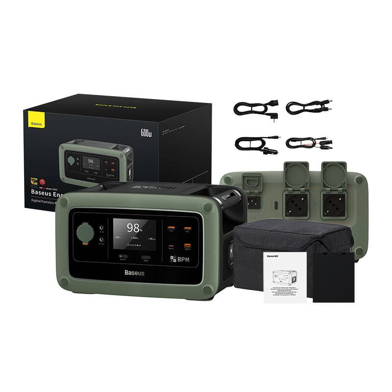 POWER STATION Baseus Energy Stack, capacitate 600Wh, greutate 8 kg, Wi-Fi + Bluetooth + App, AC x 2 output maxim 1500W, USB Type-C x 2 100W, USB x2 22.5W "E10023304613-00" — miniatură
