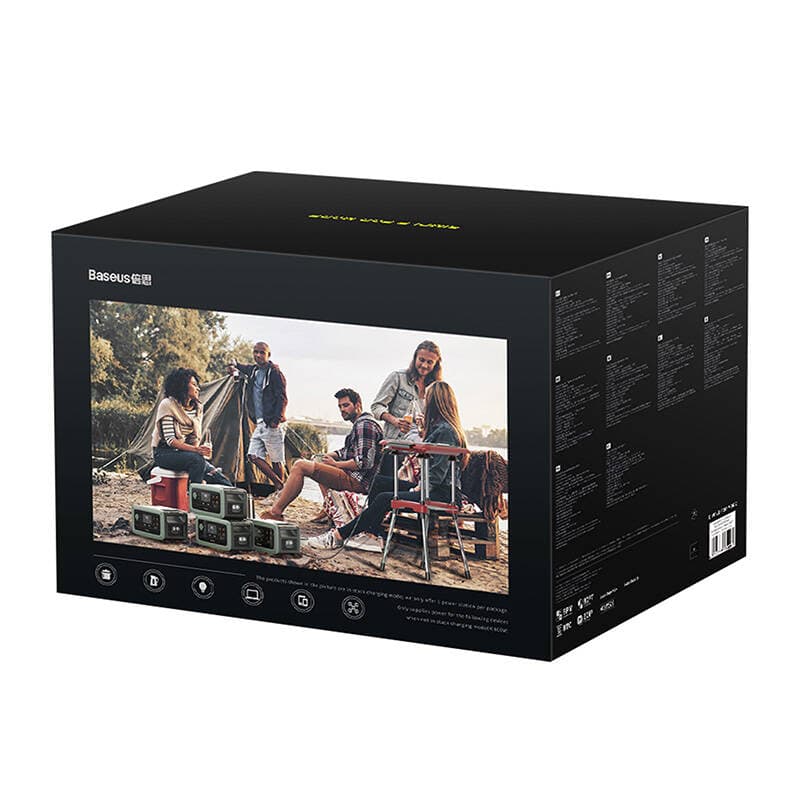 POWER STATION Baseus Energy Stack, capacitate 600Wh, greutate 8 kg, Wi-Fi + Bluetooth + App, AC x 2 output maxim 1500W, USB Type-C x 2 100W, USB x2 22.5W "E10023304613-00" — miniatură