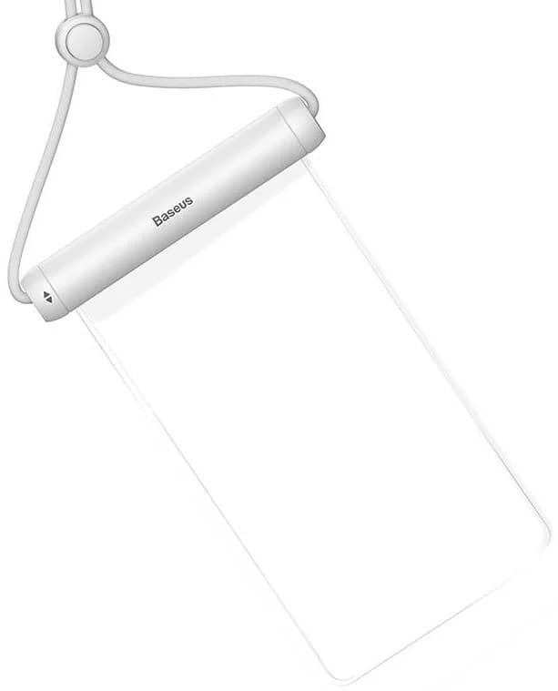 HUSA IMPERMEABILA Baseus, pentru smartphone diagonala maxima 7.2 inch, transparenta cu zip alb "FMYT000002" - 6932172610975 — miniatură