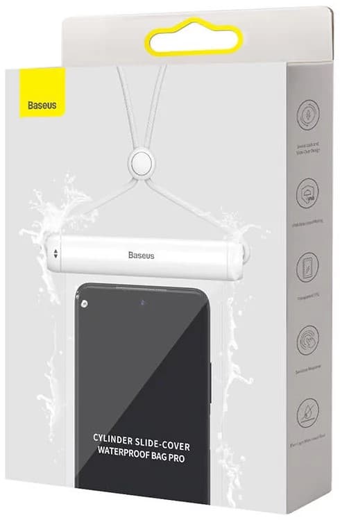 HUSA IMPERMEABILA Baseus, pentru smartphone diagonala maxima 7.2 inch, transparenta cu zip alb "FMYT000002" - 6932172610975 — miniatură