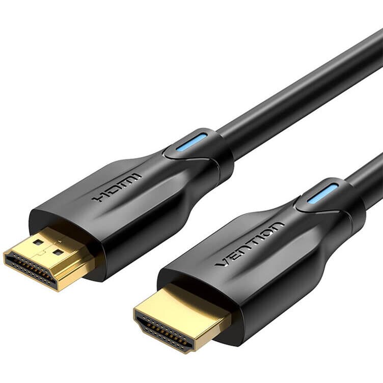 Cablu video Vention, HDMI(T) la HDMI(T), 2m, rezolutie maxima 8K la 60Hz/4K la 120Hz, conectori auriti, cupru/argint, invelis PVC, negru, "AANBH" - 6922794743502