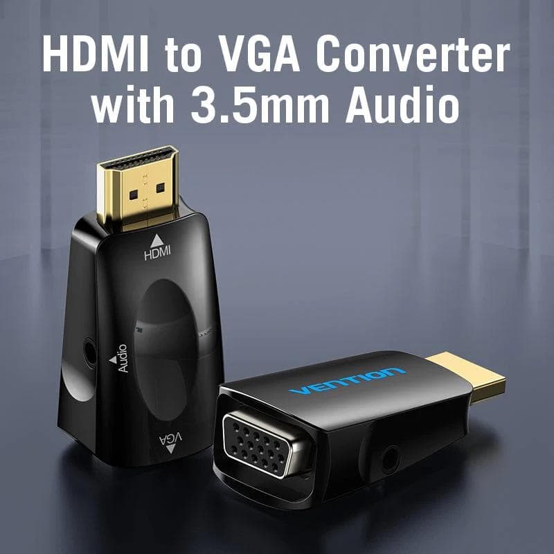 Convertor video Vention, HDMI(T) la VGA (M) si Jack 3.5mm (M), rezolutie maxima 1080p la 60 Hz, conectori auriti, invelis ABS, negru, "AIDB0" - 6922794744332 — miniatură