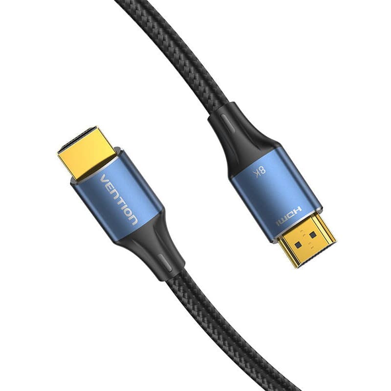 Cablu video Vention, HDMI(T) la HDMI(T), 2m, rezolutie maxima 8K la 60Hz/4K la 120Hz, conectori auriti, cupru/argint, bumbac braided, albastru, "ALGLH" - 6922794765252 — miniatură
