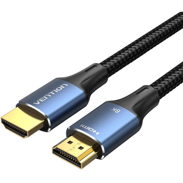Cablu video Vention, HDMI(T) la HDMI(T), 2m, rezolutie maxima 8K la 60Hz/4K la 120Hz, conectori auriti, cupru/argint, bumbac braided, albastru, "ALGLH" - 6922794765252 — miniatură
