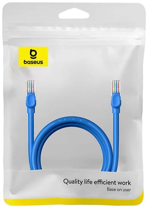 PATCH CORD UTP Baseus Cat6, fire din cupru, round cable, viteza maxima 1 Gbps, PVC, 2m, albastru "B00133204311-02" - 6932172637132 — miniatură