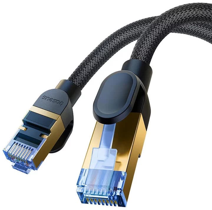 PATCH CORD UTP Baseus Cat7, fire din cupru, round cable, viteza maxima 10 Gbps, PVC, 8m, negru "B0013320B111-06" - 6932172646622 — miniatură
