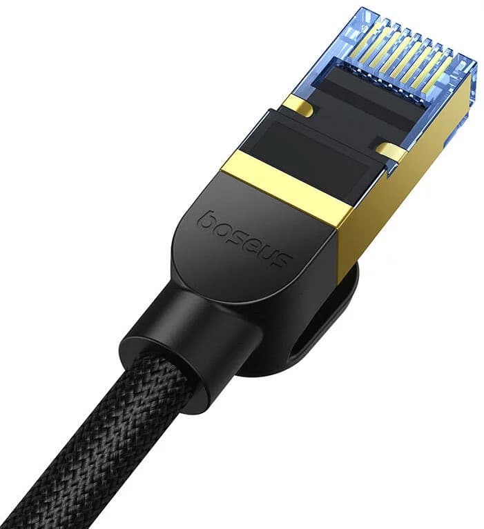 PATCH CORD UTP Baseus Cat7, fire din cupru, round cable, viteza maxima 10 Gbps, PVC, 8m, negru "B0013320B111-06" - 6932172646622 — miniatură
