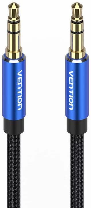 Cablu audio Vention, Jack 3.5mm (T) la Jack 3.5mm (T), 0.5m, conectori auriti, braided BBC, albastru, "BAWLD" - 6922794765955 — miniatură