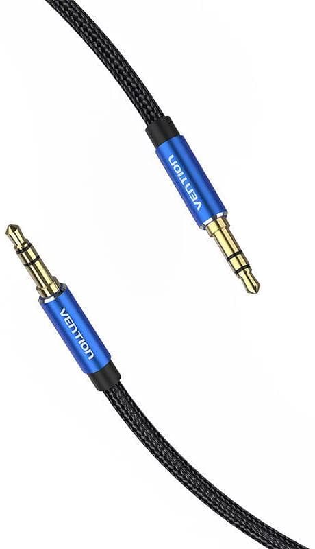 Cablu audio Vention, Jack 3.5mm (T) la Jack 3.5mm (T), 0.5m, conectori auriti, braided BBC, albastru, "BAWLD" - 6922794765955 — miniatură