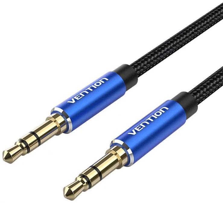 Cablu audio Vention, Jack 3.5mm (T) la Jack 3.5mm (T), 0.5m, conectori auriti, braided BBC, albastru, "BAWLD" - 6922794765955 — miniatură