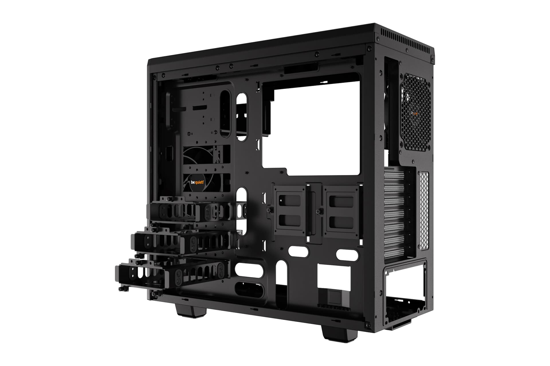 CARCASA be quiet! "PURE BASE 600", Middle Tower, ATX, fara sursa, 2xfan, USB 3.2 gen 1 x 2, audio+mic, PSU shroud, 7 sloturi expansiune, iluminare, negru, "BG021" — miniatură