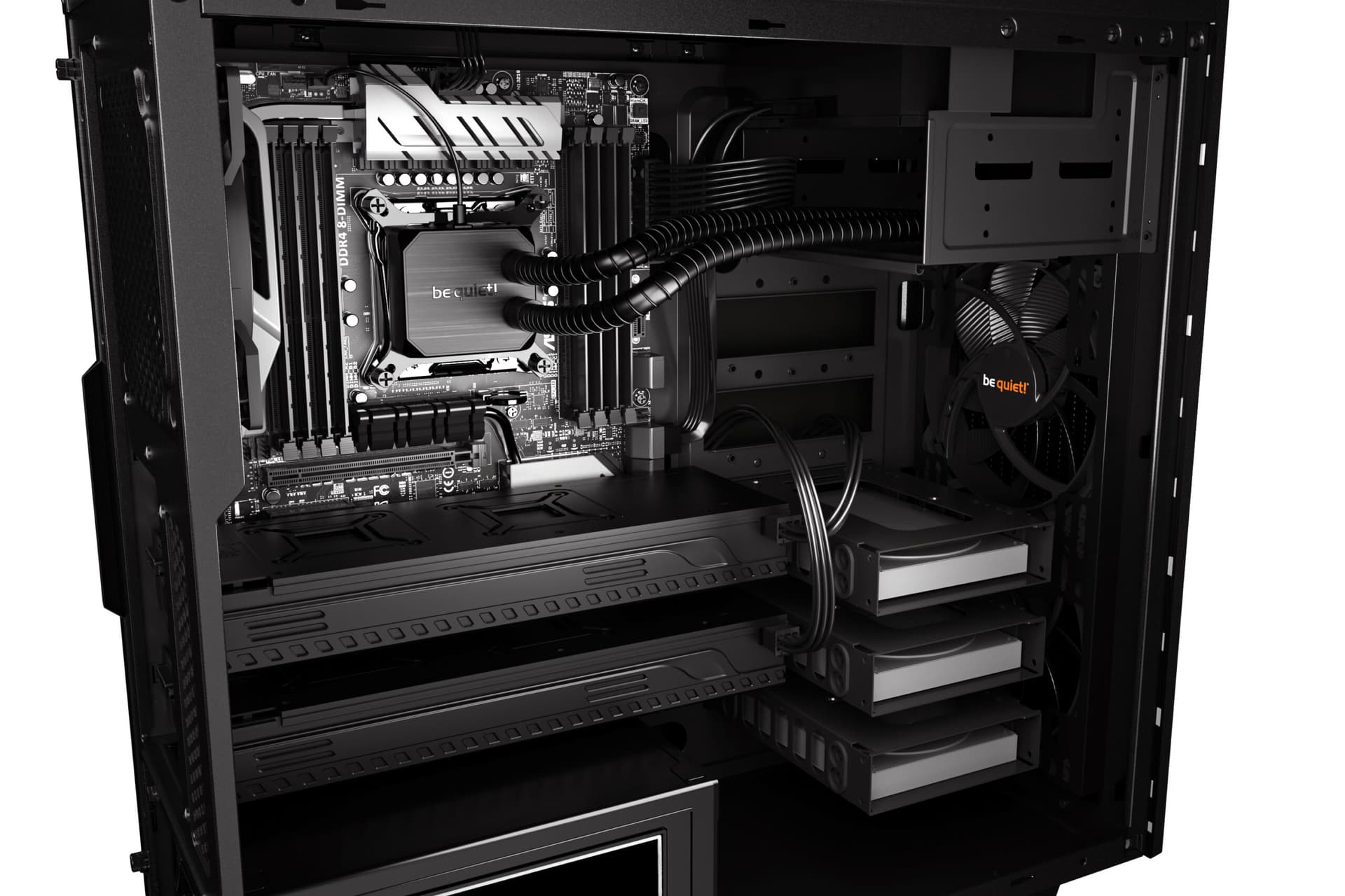 CARCASA be quiet! "PURE BASE 600", Middle Tower, ATX, fara sursa, 2xfan, USB 3.2 gen 1 x 2, audio+mic, PSU shroud, 7 sloturi expansiune, iluminare, negru, "BG021" — miniatură