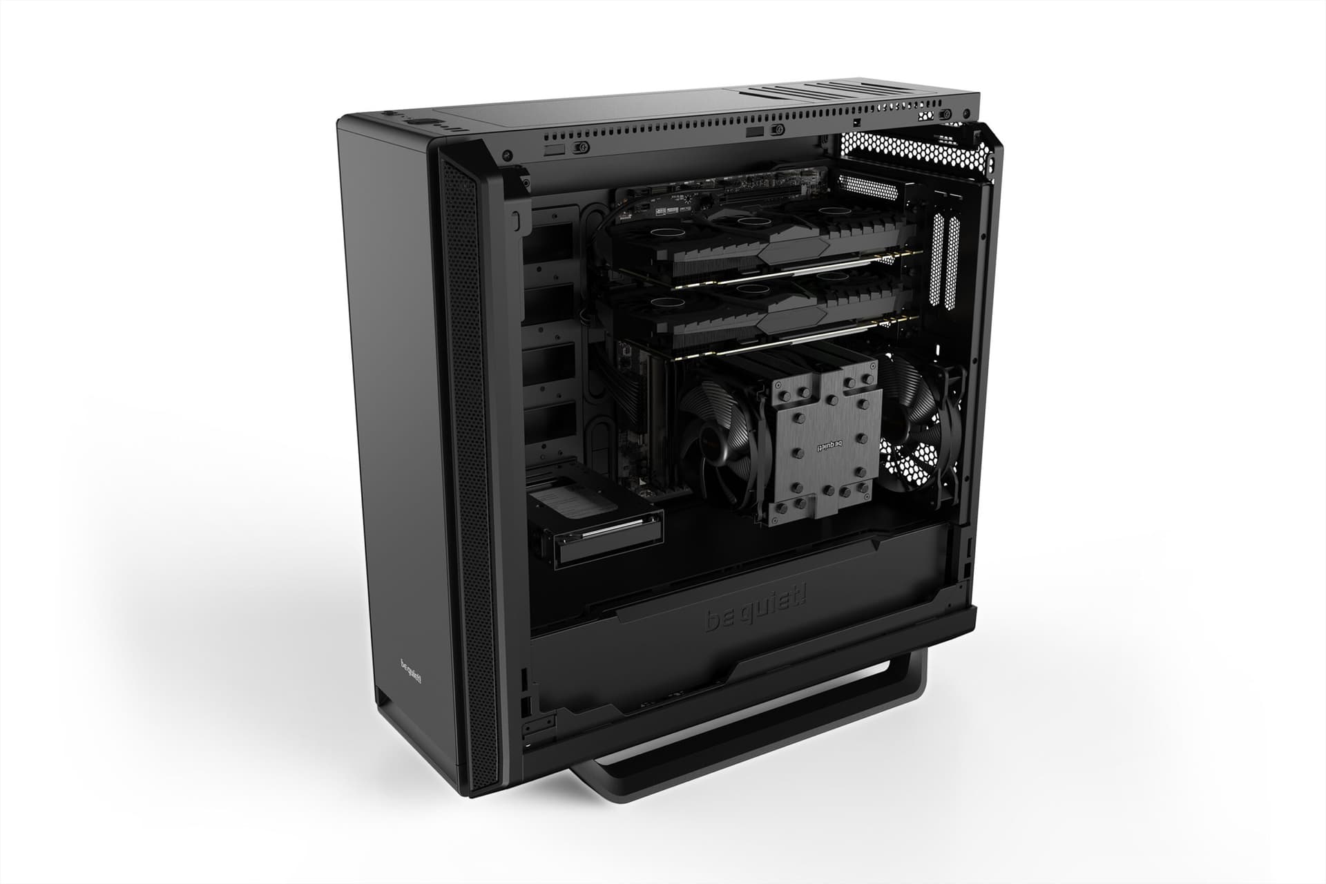 CARCASA be quiet! "SILENT BASE 802", Middle Tower,ATX, fara sursa, 3xfan,USB 3.2 gen 1 x 3,USB Type-C x 1, audiox2,PSU shroud, 7+2 sloturi expansiune, iluminare, negru "BG039" — miniatură