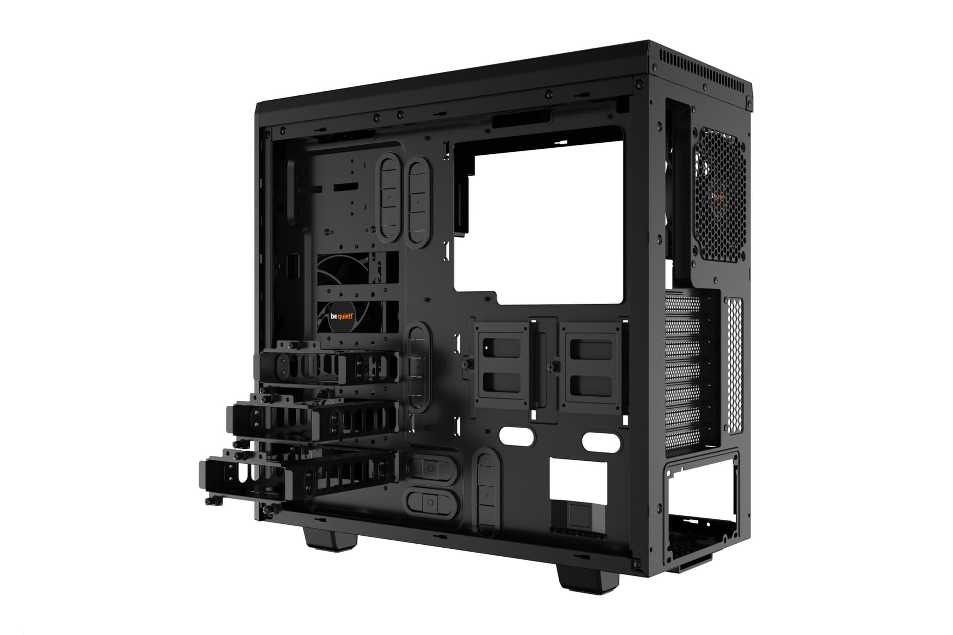 CARCASA be quiet! "PURE BASE 600", Middle Tower, ATX, fara sursa, 2xfan, USB 3.2 gen 1 x 2, audio+mic, PSU shroud, 7 sloturi expansiune, iluminare, argintiu, "BGW21" — miniatură