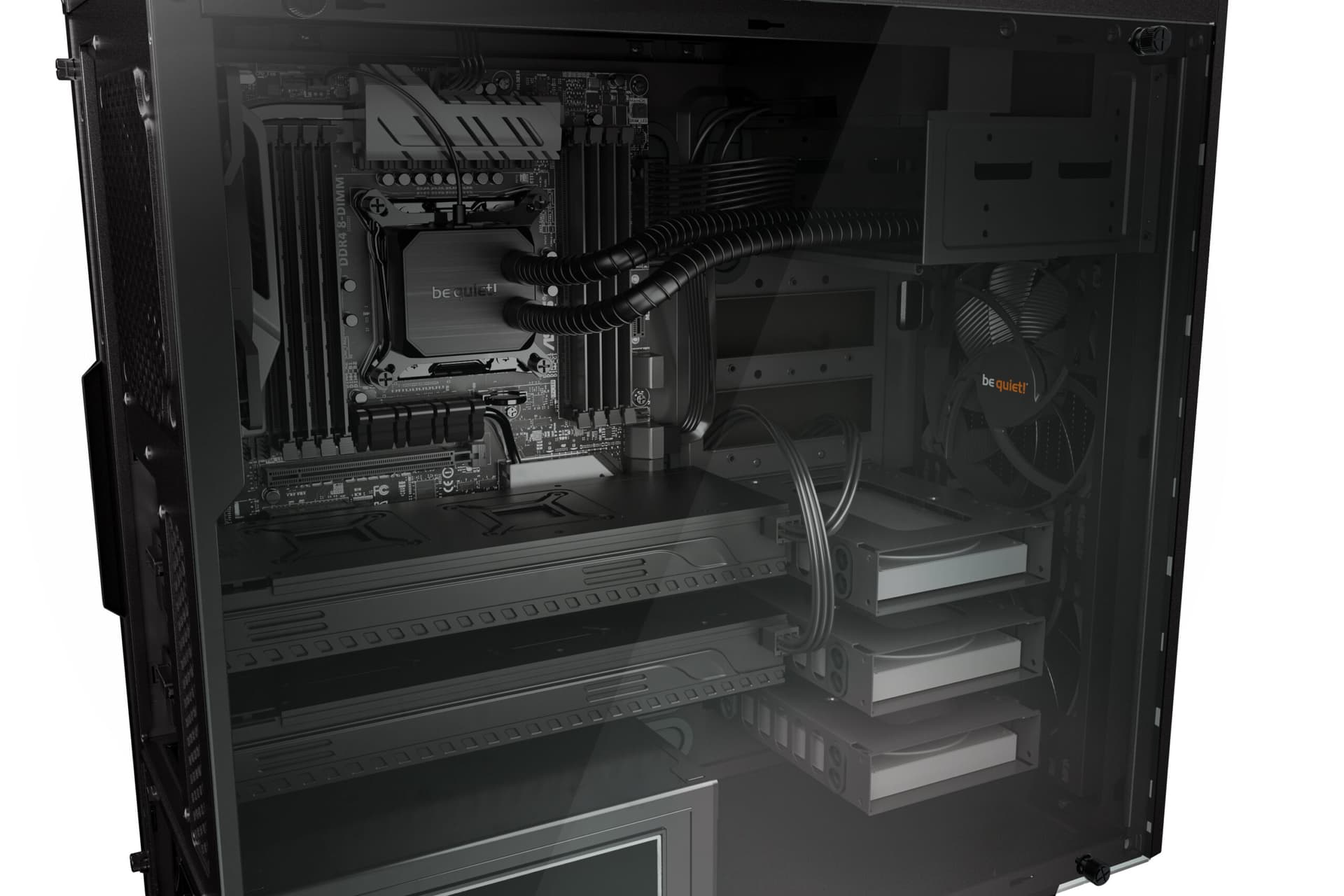 CARCASA be quiet! "PURE BASE 600", Middle Tower, ATX, fara sursa, 2xfan, USB 3.2 gen 1 x 2, audio+mic, PSU shroud, 7 sloturi expansiune, iluminare, argintiu, "BGW21" — miniatură