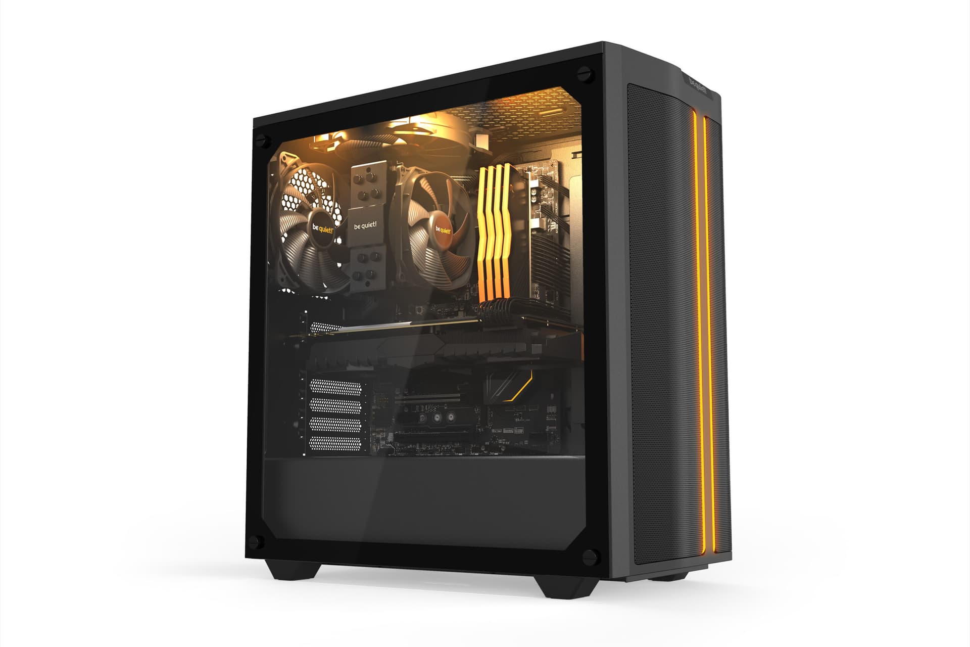 CARCASA be quiet! "PURE BASE 500DX", Middle Tower, ATX, fara sursa, 3xfan, USB 3.2 gen 1 x 1, USB Type-C x 1, audio+mic, PSU shroud, 7 sloturi expansiune,ARGB, negru, "BGW37" — miniatură