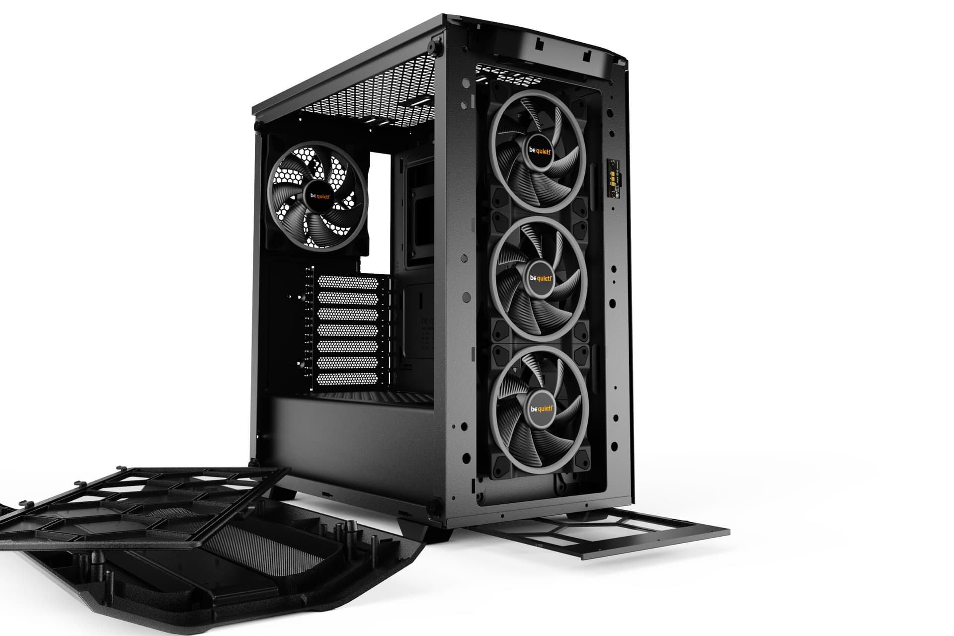 CARCASA be quiet! "PURE BASE 500 FX Black", Middle Tower, ATX, fara sursa,4xfan, USB 3.2 gen 1 x 1,USB Type-C x 1,audio+mic,PSU shroud, 7 sloturi expansiune,ARGB,negru, "BGW43" — miniatură
